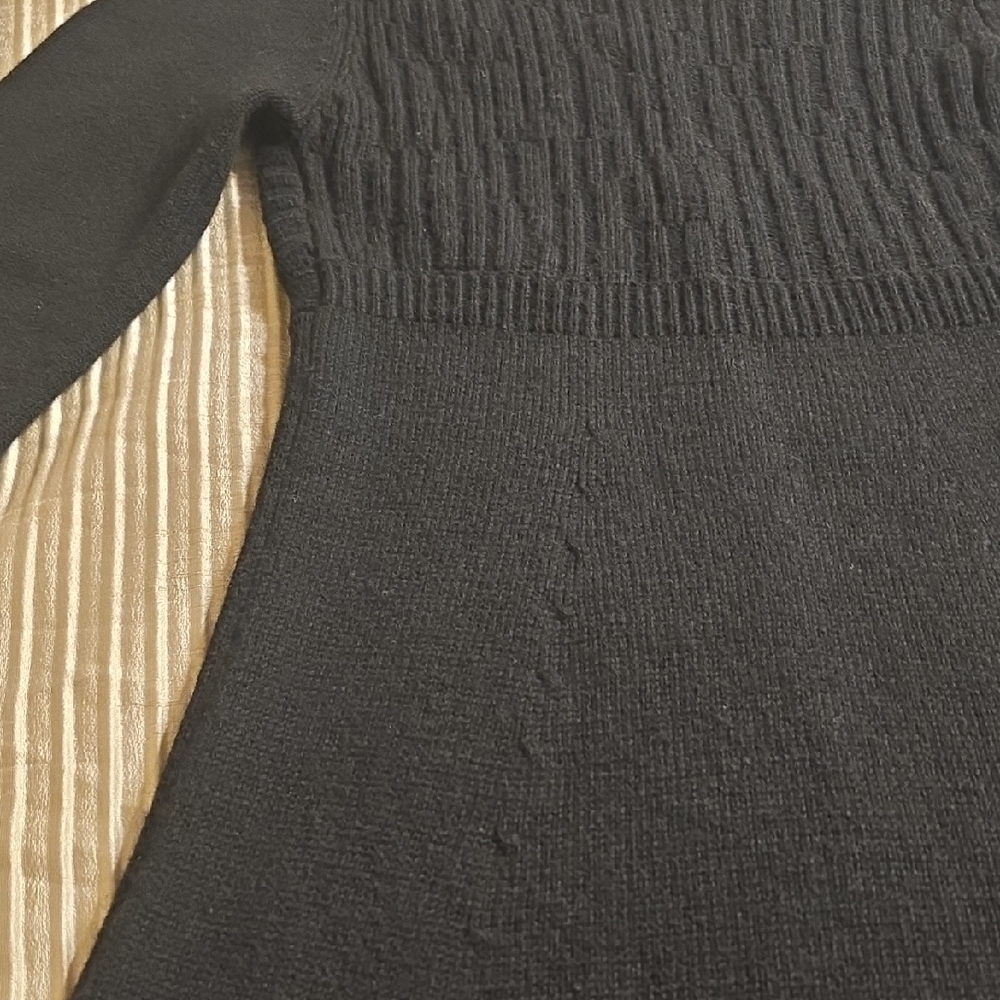 BCBGMaxAzria Lamb's Wool Black Long Sleeve Knit Dress - Picture 13 of 16
